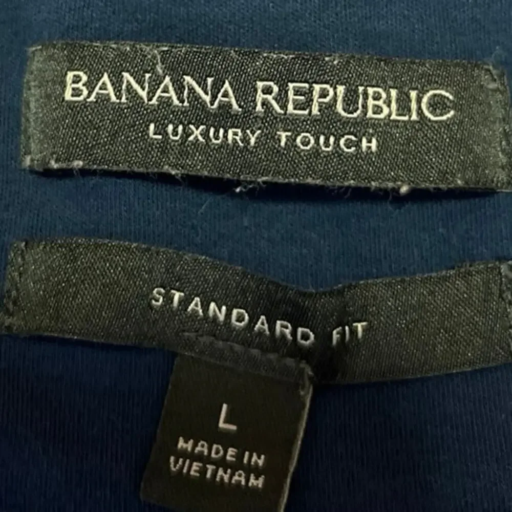 Banana Republic Luxury Touch Men's Navy Short Sleeve Collar Polo Shirt Top Sz L